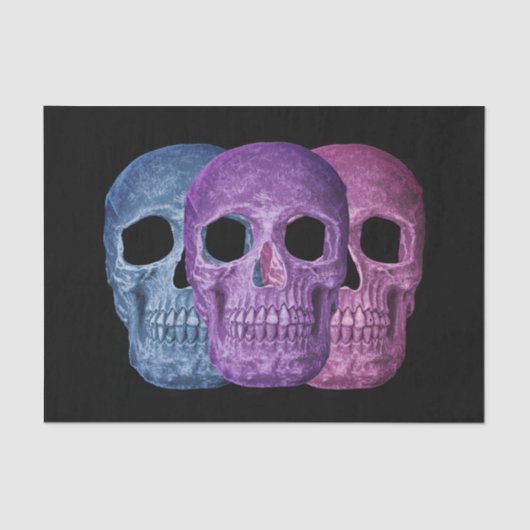 Skull Head gothic Dark Blue Pink Paars Cool Tissuepapier (Voorkant)