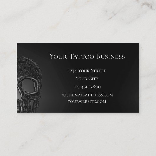 Skull Head Gothic Grey Cool Metallic Visitekaartje (Achterkant)