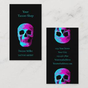 Skull Head Gothic Neon Paars Blauwgroen zwart desi Visitekaartje