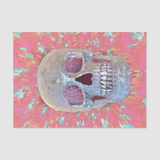 Skull Head Gothic Pop Art Roze Abstract Modern Tissuepapier (Voorkant)