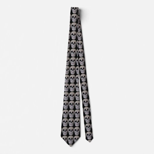 Skull Head Grey Black Gothic Cool Pattern Stropdas (Voorkant)