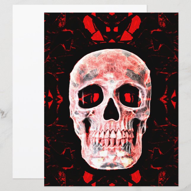 Skull Head Pop Art Gothic Black Red Modern (Voorkant / Achterkant)