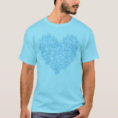 Skull Heart Blue Outline T-Shirt (Voorkant)