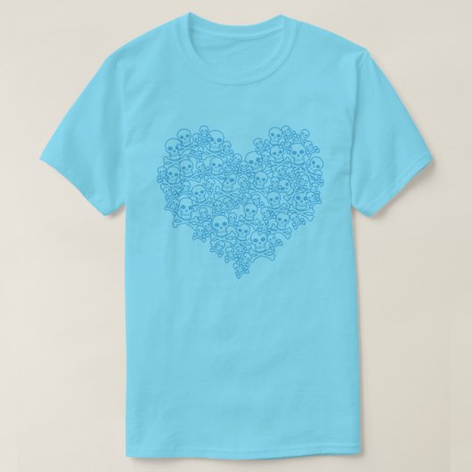 Skull Heart Blue Outline T-Shirt (Design voorkant)