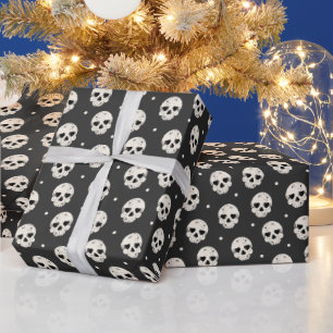 Skull Heart Eyes on Dark Grey Cadeaupapier