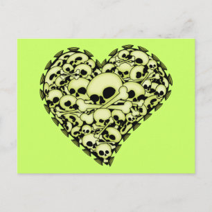 Skull Heart - Groen Briefkaart