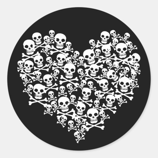 Skull Heart Ronde Sticker (Voorkant)