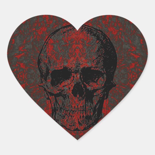 Skull Heart Shaped Sticker (Voorkant)