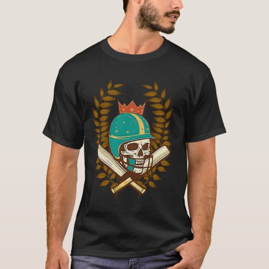 Skull Helmet Bat Cricket Player T-shirt (Voorkant)
