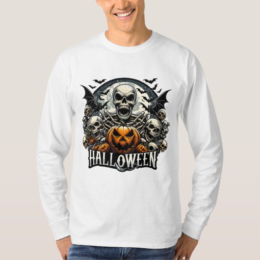 Skull Horde Halloween Pumpkin T-shirt (Voorkant)