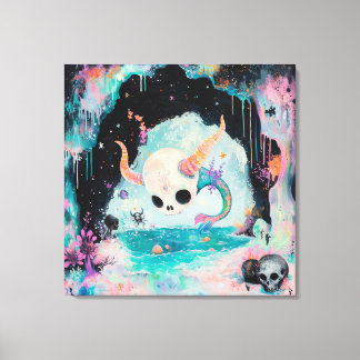 Skull Horned Zee Serpent Magical Witchy AI Art Canvas Afdruk