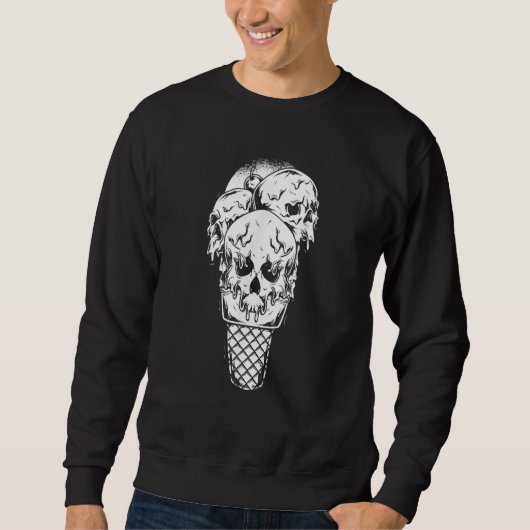 Skull Ice Cream Cone Gothic Goth Creepy Halloween  Trui (Voorkant)