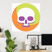 Skull Icon White Sinaasappel Green Poster (Thuiskantoor)