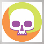Skull Icon White Sinaasappel Green Poster (Voorkant)