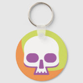 Skull Icon White Sinaasappel Green Sleutelhanger (Voorkant)