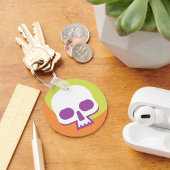 Skull Icon White Sinaasappel Green Sleutelhanger