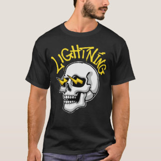 Skull Illustration with Lightning streetwear T-shirt
