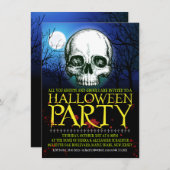 Skull in het maanlicht Halloween Party Kaart (Voorkant / Achterkant)