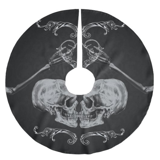 "Skull in Love" Skeletons Black Wedding Kerstboom Rok (Voorkant)