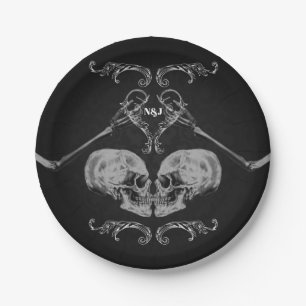 "Skull in Love"  Skeletons Black Wedding Papieren Bordje