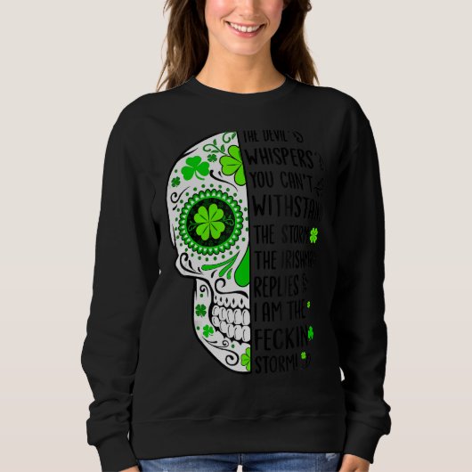 Skull Irishman Pride Mannen Saint Patrick Day Matc Trui (Voorkant)