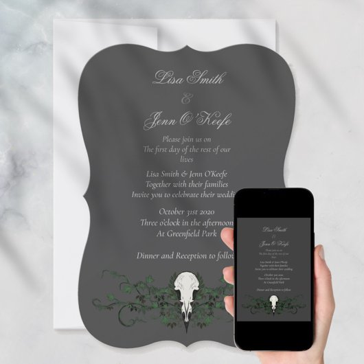 Skull & Ivy Moody Gothic Wedding Invitations Kaart