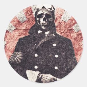 Skull kamikaze ronde sticker