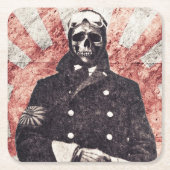 Skull kamikaze vierkante kartonnen onderzetter (Voorkant)