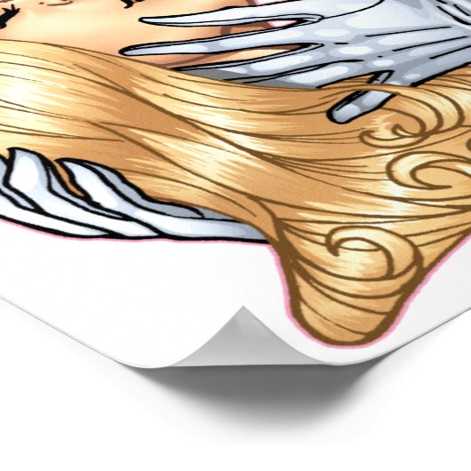 Skull Kiss met hart en Rozen van Al Rio Poster (Hoek)