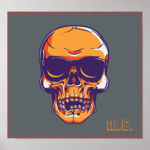 Skull M.C. Biker Eerie Sinaasappel Poster