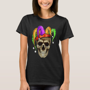 Skull Mardi Gras Jester Joker Carnival NOLA Louisi T-shirt