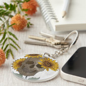 Skull Meets Sunflower Sleutelhanger (Voorkant Rechts)
