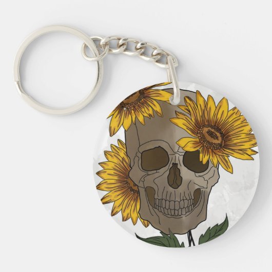 Skull Meets Sunflower Sleutelhanger (Voorkant)