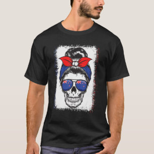 Skull Messy Bun Bandana New Zealand T-shirt Girl 2