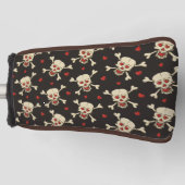Skull met Hearts Pattern Golfheadcover (Voorkant)