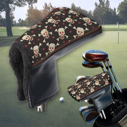 Skull met Hearts Pattern Golfheadcover