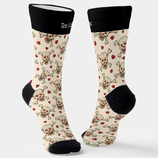 Skull met Hearts Pattern Sokken (Gebogen)