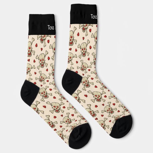 Skull met Hearts Pattern Sokken (Rechts)