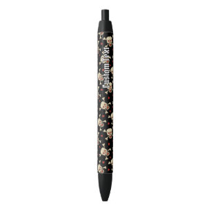 Skull met Hearts Pattern Zwarte Inkt Pen
