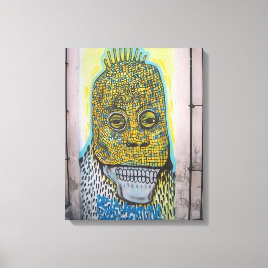 Skull Mexico Graffiti Street art. Canvas Afdruk (Voorkant)