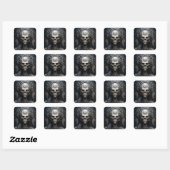 Skull Monster Skeleton Horror Square Sticker (Vel)