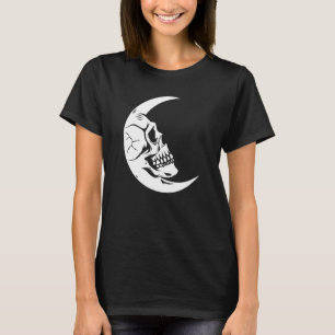 Skull Moon Lazy Halloween Costume Scary Skeleton B T-shirt