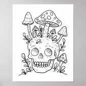 Skull & Mushrooms Poster voor volwassen kleuren (Voorkant)