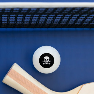 Skull n Botten Black 3 star ping pong ball