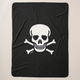 Skull n Botten Black big sherpa blanket Deken