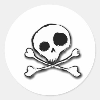 Skull N Botten Plain Ronde Sticker