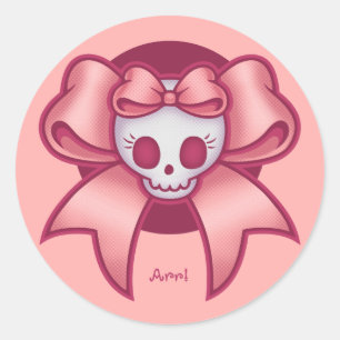 Skull 'n Bows Ronde Sticker