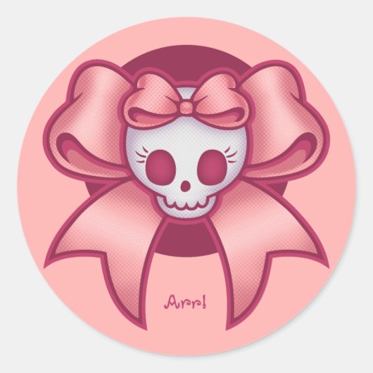 Skull 'n Bows Ronde Sticker (Voorkant)