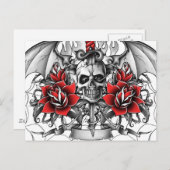 Skull n Dagger met Devil wings Briefkaart (Voorkant / Achterkant)