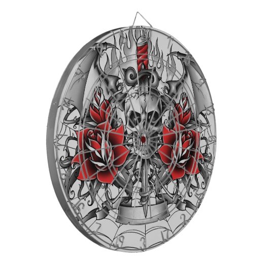 Skull n Dagger met Devil wings Dartbord (Voorkant Links)